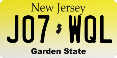 NJ license plate J07WQL