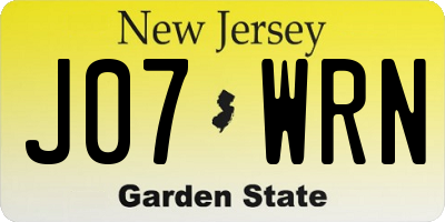 NJ license plate J07WRN