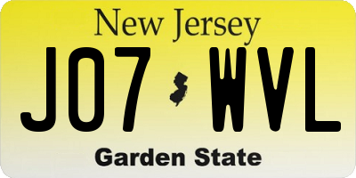 NJ license plate J07WVL