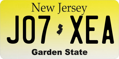 NJ license plate J07XEA