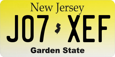 NJ license plate J07XEF