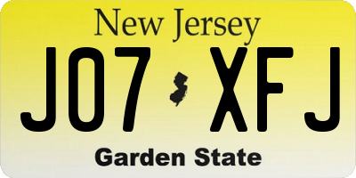 NJ license plate J07XFJ