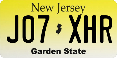 NJ license plate J07XHR
