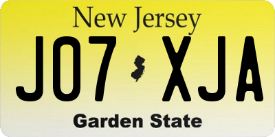 NJ license plate J07XJA