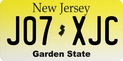 NJ license plate J07XJC