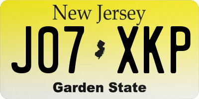 NJ license plate J07XKP