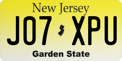 NJ license plate J07XPU