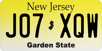 NJ license plate J07XQW