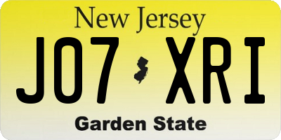 NJ license plate J07XRI