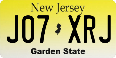 NJ license plate J07XRJ