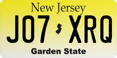 NJ license plate J07XRQ