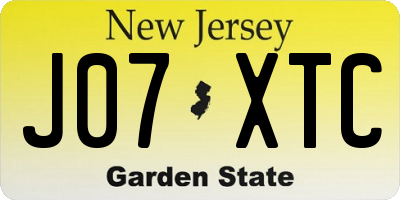 NJ license plate J07XTC