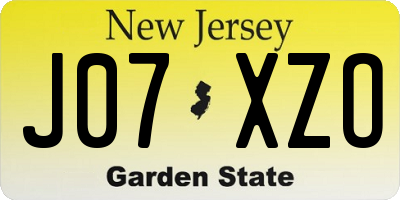NJ license plate J07XZO
