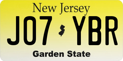 NJ license plate J07YBR