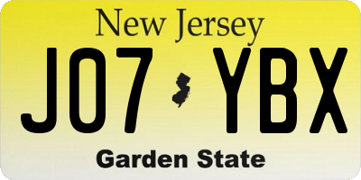NJ license plate J07YBX