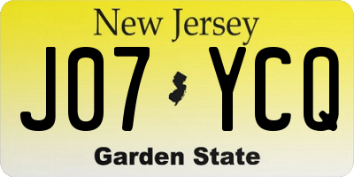 NJ license plate J07YCQ