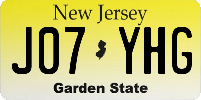 NJ license plate J07YHG