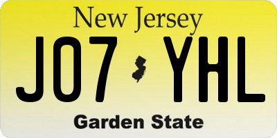NJ license plate J07YHL