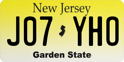 NJ license plate J07YHO