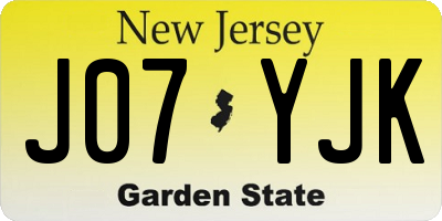 NJ license plate J07YJK