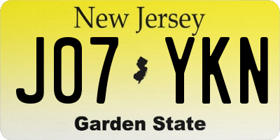 NJ license plate J07YKN