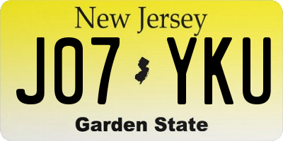 NJ license plate J07YKU
