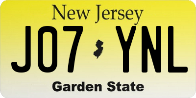 NJ license plate J07YNL