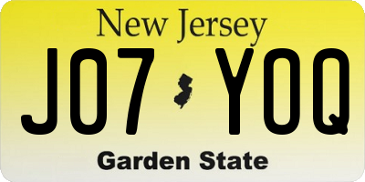 NJ license plate J07YOQ