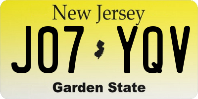 NJ license plate J07YQV