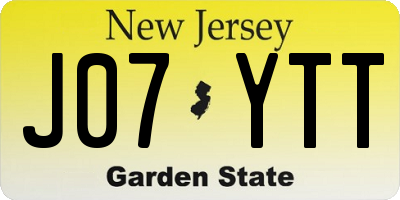 NJ license plate J07YTT