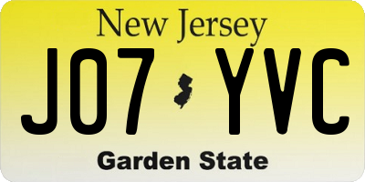 NJ license plate J07YVC