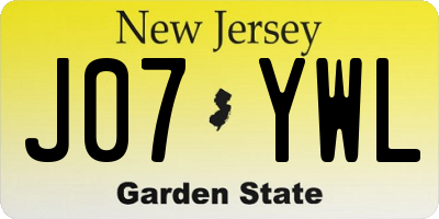 NJ license plate J07YWL