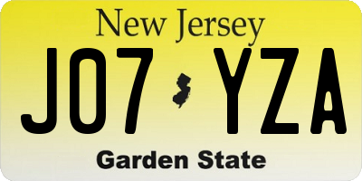 NJ license plate J07YZA