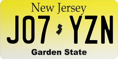 NJ license plate J07YZN