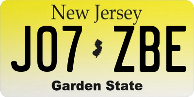 NJ license plate J07ZBE