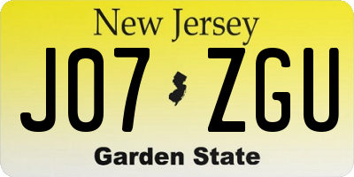 NJ license plate J07ZGU