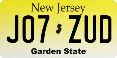 NJ license plate J07ZUD