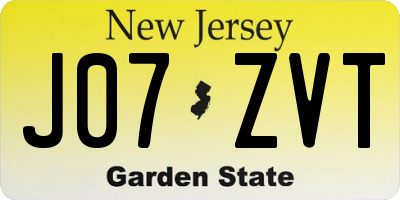 NJ license plate J07ZVT