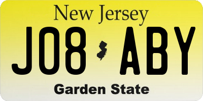 NJ license plate J08ABY