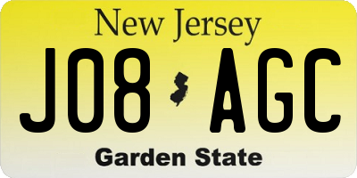 NJ license plate J08AGC