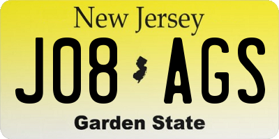 NJ license plate J08AGS