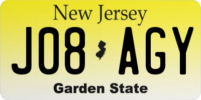 NJ license plate J08AGY