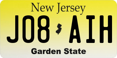 NJ license plate J08AIH