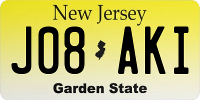 NJ license plate J08AKI