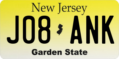 NJ license plate J08ANK