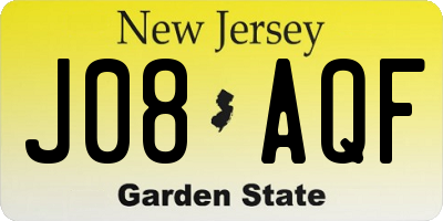 NJ license plate J08AQF