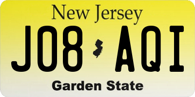 NJ license plate J08AQI