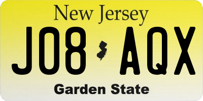 NJ license plate J08AQX