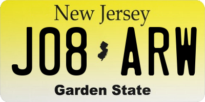 NJ license plate J08ARW