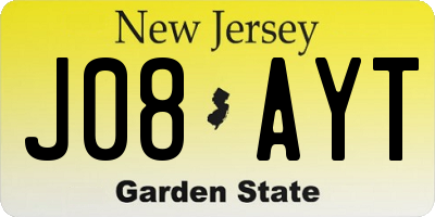 NJ license plate J08AYT